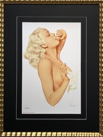 Alberto Vargas "Nude with Lily Flower" Hand-Signed Lithograph (1981)