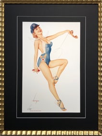 Alberto Vargas "US Air Force Girl, Ace of Diamonds playing card" Hand-Signed Lithograph (1981)