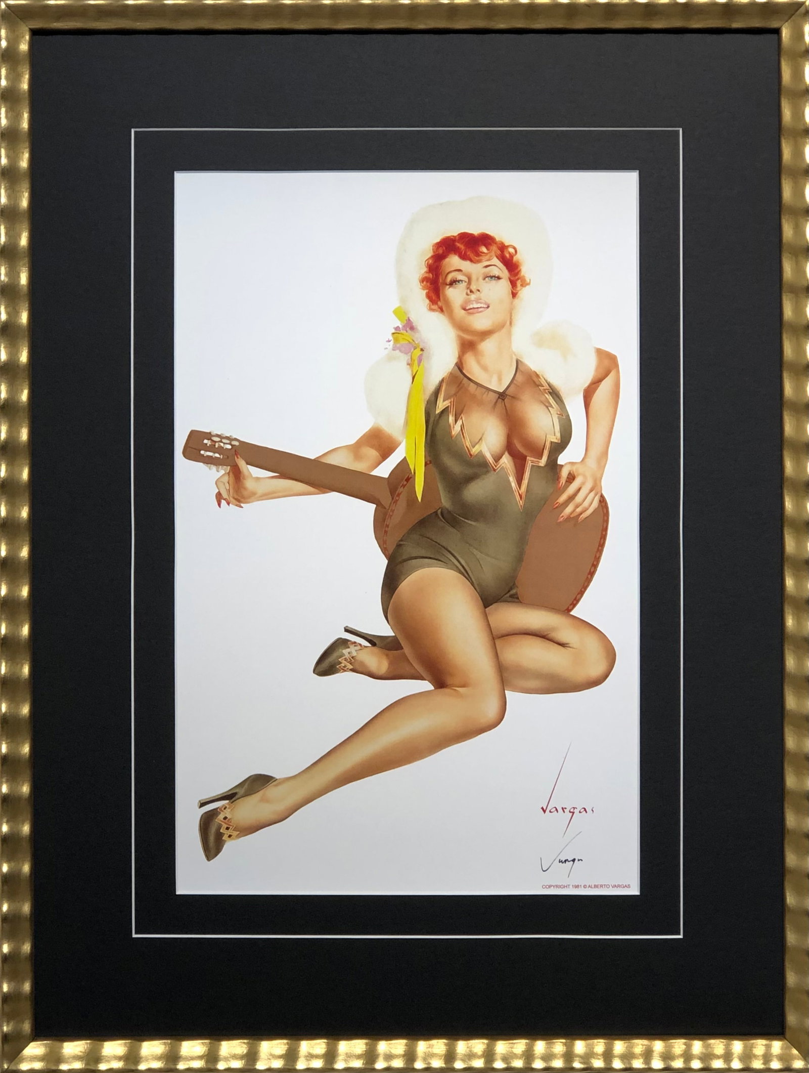 Alberto Vargas "Red-Headed Pin-Up" Hand-Signed Lithograph (1981): Artist: Alberto Vargas Title: Red-Headed Pin-Up Medium: Lithograph on Paper Art Dimensions: 17 H x 11 W inches Framed Dimensions: 25 H x 19 W inches ARTIST BIO: