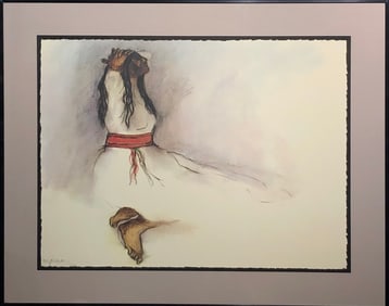 R.C. Gorman "Woman with Red Belt" Lithograph LE (1976)
