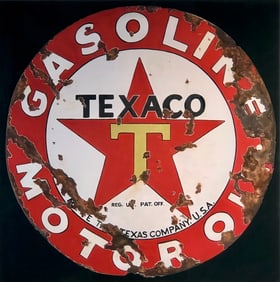 Michelle Michael "Texaco Gas/Oil Sign" Signed Artwork Infused on Polished Aluminum