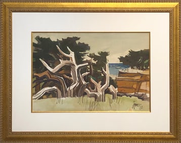 Milford Zornes (Untitled - Landscape) Original Signed Watercolor - 1968