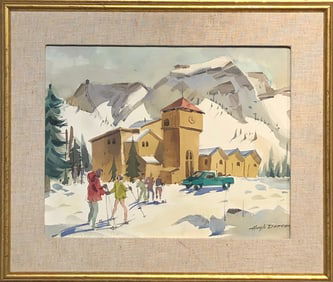Hugh Duncan "Mammoth Mountain - First Lift" Signed Original Watercolor