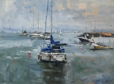 Jorn Fox "Mooring in Avalon" Signed Original Oil