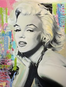 Yasemen Asad "Graffiti Flamour (Marilyn Monroe)" Signed Mixed Media