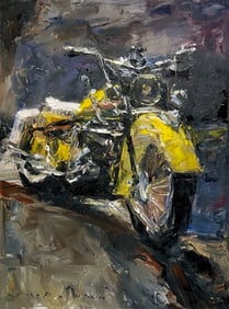 Jorn Fox (1941 Indian Motorcycle) Signed Original Oil - Impressionist
