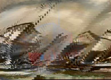 Harold Groom "Monteray Boat Works" Signed Watercolor