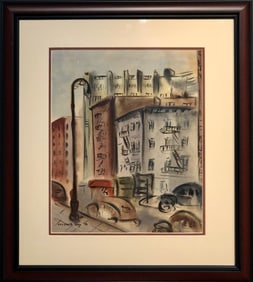 Elizabeth "Betty" Guy (Untitled - Cityscape) Signed Original Watercolor 1946