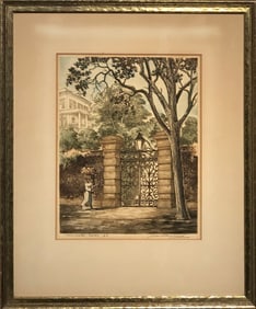 Leon Rene Pescheret (Charleston Gates, SC) Signed Original Embossed Etching - 1940's