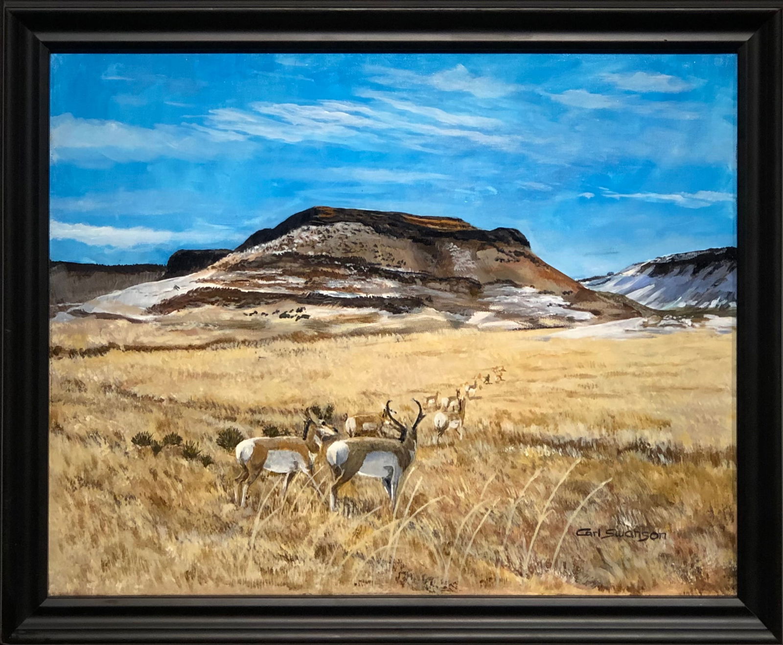Carl Swanson (Scenic with Pronghorn Antelope) Signed Original Oil