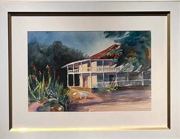 ML Pilnick "Moss Grove Hotel" Signed Original Watercolor