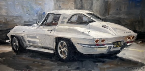 Jorn Fox (White Corvette) Signed Original Oil