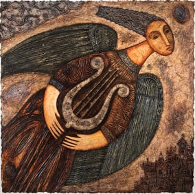 Anton Arkhipov Russian Symbolism Mixed Media Lithograph