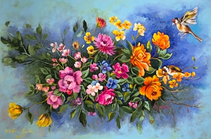 Madi Salehi (Untitled - Floral) Signed Original Acrylic