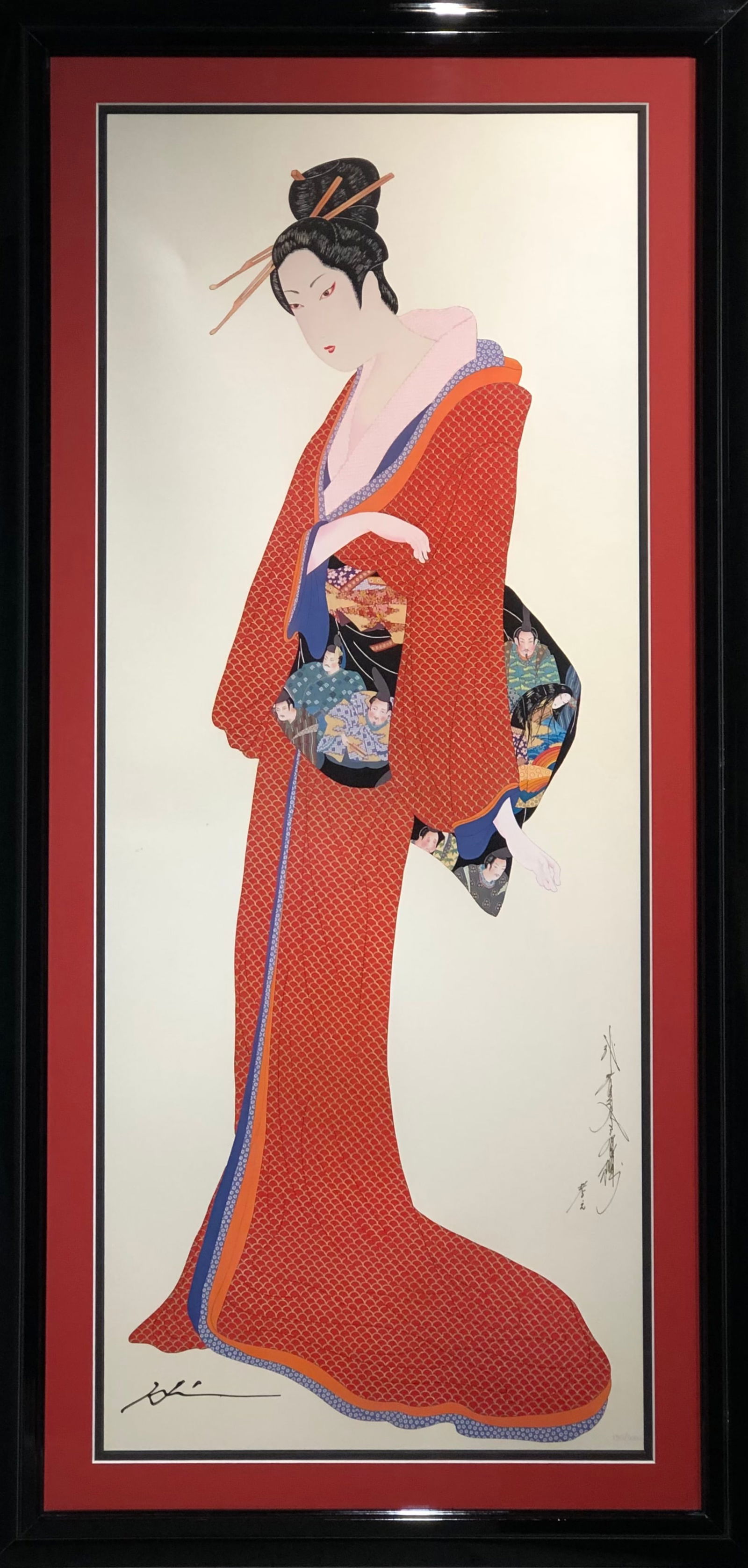 Hisashi Otsuka "Lady (Red) of the 36 Poets" Signed Mixed Media Serigraph LE (1 of 9)