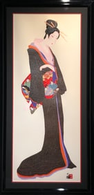 Hisashi Otsuka "Lady (Black) of the 36 Poets" Signed Mixed Media Serigraph LE
