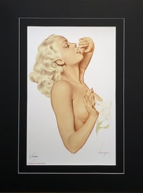Alberto Vargas "Nude with Lily Flower" Hand-Signed Lithograph (1981)