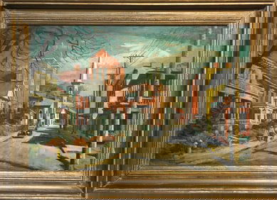 William Hallquist (Small Town) Signed Original Oil