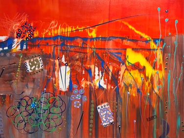 Kimm Byers "When Earth Catches Fire" Signed Original Acrylic