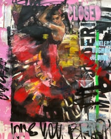 Yasemen Asad (Flamenco Dancer) Signed Original Mixed Media