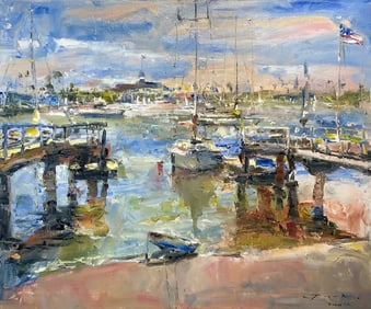 Jorn Fox (Impressionist - Balboa Harbor) Signed Original Oil