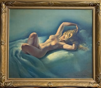 Paul Von Klieben (Untitled) Signed Original Oil w/Vintage Gold Frame Circa 30-40's