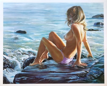 Ruth Mayer "Laguna on the Rocks" Lithograph