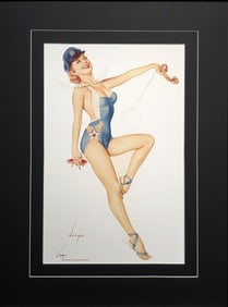 Alberto Vargas "US Air Force Girl, Ace of Diamonds playing card" Hand-Signed Lithograph (1981)
