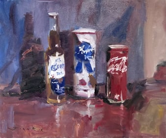 Jorn Fox "A Corona, Pabst and A Coke" Signed Original Oil