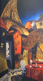 Miguel Freitas "Cafe De Paris" Signed Giclee LE - Whimsical