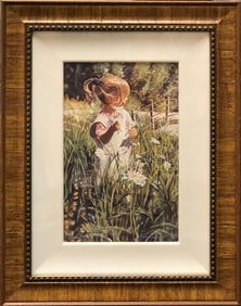 Steve Hanks "Picking Daisies" Signed Lithograph