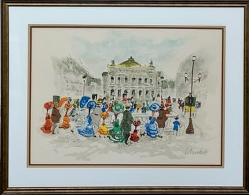 Urbain Houchet "Paris Opera" Signed Lithograph