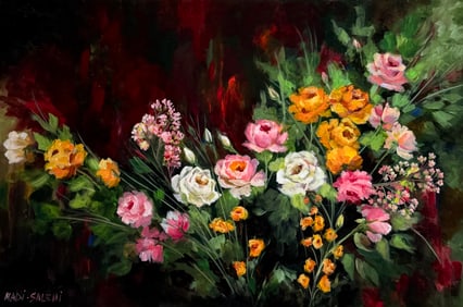 Madi Salehi (Untitled - Floral) Signed Original Acrylic