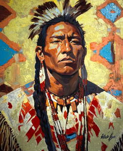 Yasemen Asad (Native American) Signed Original Mixed Media: Artist: Yasemen Asad Title: Untitled (Native American) Medium: Mixed Media on Canvas Art Dimensions: 44 H x 36 W x 1 D inches ARTIST BIO: Yasemen Asad is a contemporary po