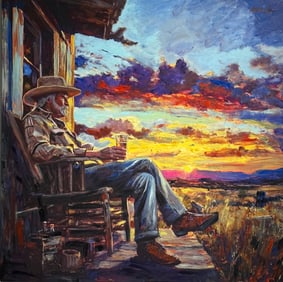 Yasemen Asad "Reflecting On The Day" Signed Original Mixed Media