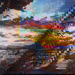 Yasemen Asad "Reflecting On The Day" Signed Original Mixed Media