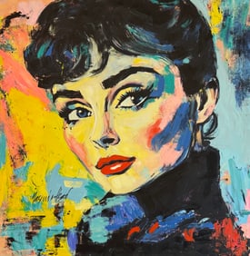 Yasemen Asad (Audrey Hepburn) Signed Original Mixed Media