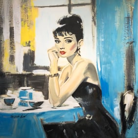 Yasemen Asad (Audrey Hepburn - Cafe) Signed Original Mixed Media