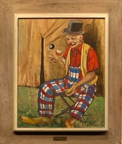 Evelyn Keith "The Juggler" Signed Oil on Canvas Board