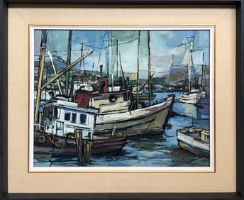 R.E. Brose "Mexican Port" Signed Acrylic