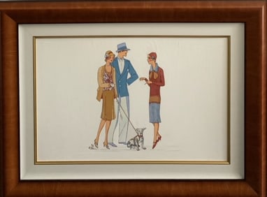 Marv Brehm "On A Tight Leash" Original Gouache Signed