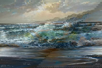 Glen Powell "The Breakers" Signed Original Oil
