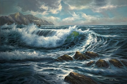 Glen Powell (Untitled- Seascape) Signed Original Oil
