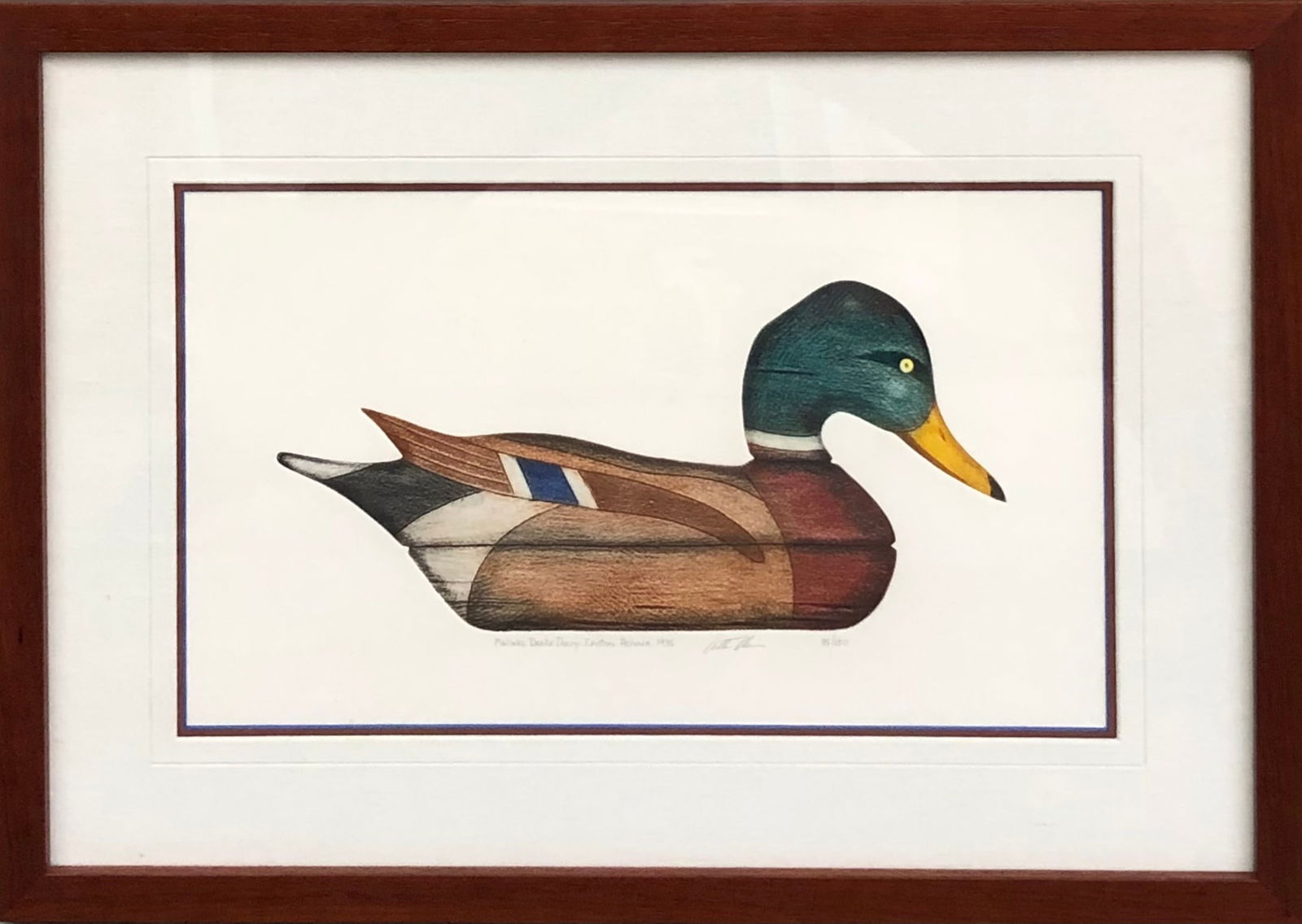 Arthur Nevin "Mallard Drake Decoy" Hand-Colored Etching Signed (1 of 4)