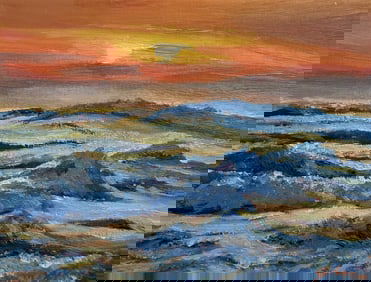 David Lloyd Glover "Sunset Sea" Signed Original Acrylic