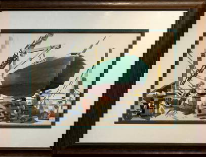 Jake Lee (Impressionist - Untitled) Signed Original Watercolor: Artist: Jake Lee Title: Untitled (Nautical) Medium: Watercolor on Paper Art Dimensions: 15 H x 22 W x 2 D inches Framed Dimensions: 25 H x 32 W2 DInches ARTIST BIO: