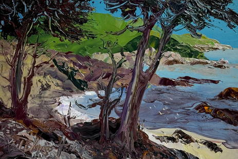 Paul Blaine Henrie "Knarled Monterry Cypress At Pebble Beach Calif" Signed Original Acrylic: Artist: Paul Blaine Henrie Title: Knarled Monterry Cypress At Pebble Beach Calif Medium: Acrylic on Canvas Art Dimensions: 20 H x 30 W x 1 D inches ARTIST BIO: Paul Blaine Henrie (1932-1999)