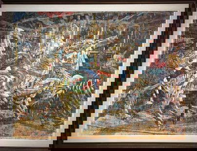 Raymond Howell "Nap Time" Signed Lithograph LE: Artist: Raymond Howell Title: Nap Time Medium: Lithograph on Paper Limited Edition: 30/200 Art Dimensions: 36 H x 48 W x 1 D inches Framed Dimensions: 43 H x 55 W x 2 D inches ARTIST BIO: 