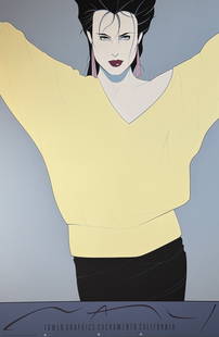 Patrick Nagel "Yellow Sweater" Serigraph LE (1986): Artist: Patrick Nagel Title: Yellow Sweater (1986) Medium: Serigraph on Paper Limited Edition: NC8 Art Dimensions: 36 H x 24 W x 1 D inches ARTIST BIO: Patrick Nagel was born in 1945 in