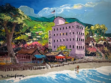 Paul Blaine Henrie "View Of The Hotel From The Victor Hugo Gardens" Signed Original Oil 1997